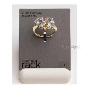 NWT NORDSTROM RACK Gold Plated Tear & Oval Shape CZ Crystals Ring